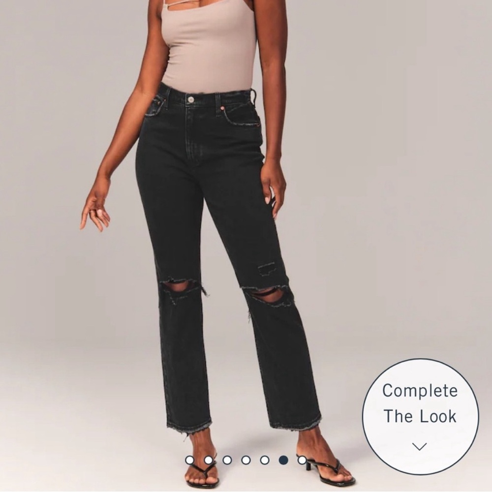 Abercrombie & Fitch Curve Love Ultra High Rise Ankle Straight Jean